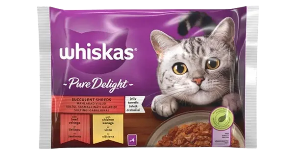 Whiskas kiisueine mahlakad veise ja kanaviilud tarrendis 4*85g
