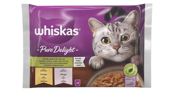 Whiskas kiisueine täiskasvanud kassidele kana&lõhe 4*85g