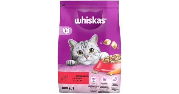 Whiskas kuivtoit täiskasvanud kassidele loomalihaga 800g