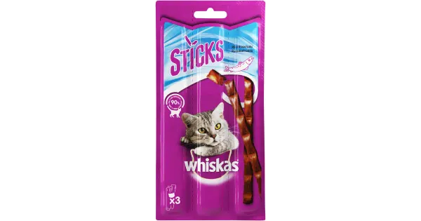 Whiskas närimispulgad täiskasvanud kassidele lõhega 3 x 6 g