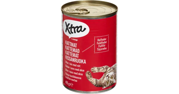 X-tra konserv kassidele lihatükkidega 415 g
