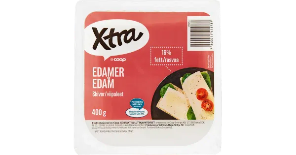Xtra Edam viilutatud juust 16%, 400 g