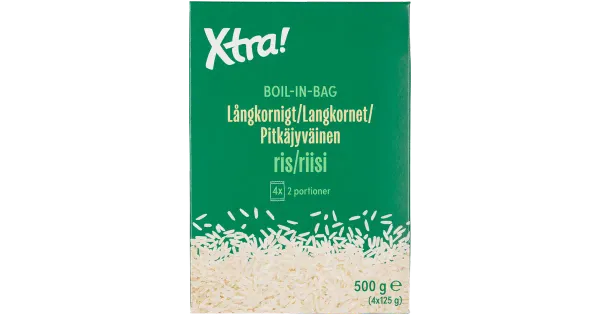 Xtra pikateraline valge riis kotis 4x125g