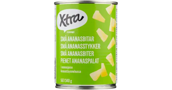 Xtra väikesed ananassitükid ananassimahlas 567/340g
