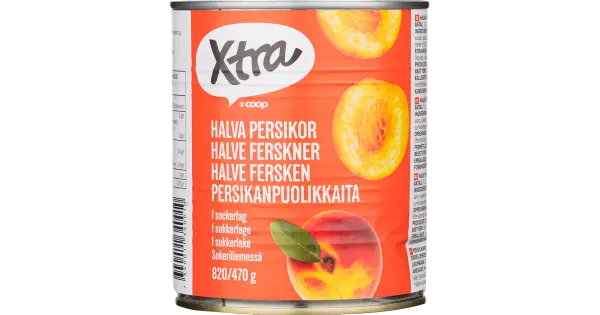 Xtra virsikupoolikud suhkruleemes 820/470 g