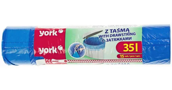York prügikott nööriga 35l 15tk sinine