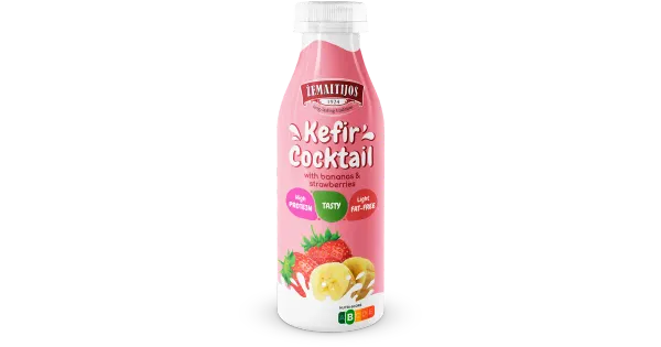 Žemaitijos Keefiri kokteil banaani-maasika 0,4% 450g