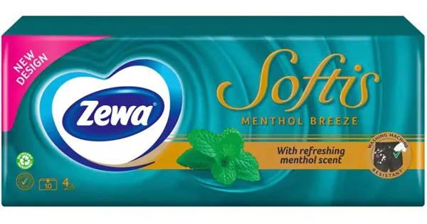 Zewa Softis Taskurätik mentooliga 4-kihiline 10x9tk