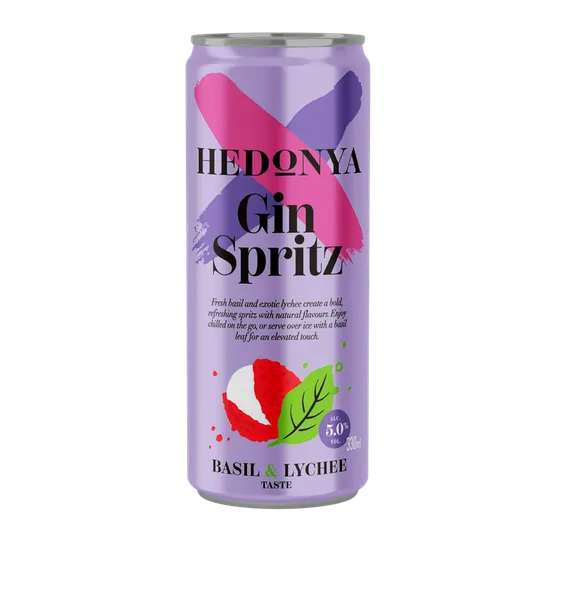 Alkohoolne jook HEDONYA Gin&Spritz Basil&Lychee  5% vol, 0,33l CAN R26/206843/46
