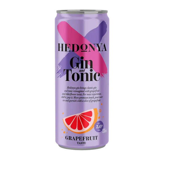 Alkohoolne jook HEDONYA Gin&Tonic Greipfruit 5% vol, 0,33l CAN R26/206842/46