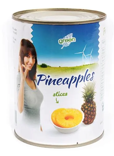 Ananassi viilud GREEN, kerges siirupis, 580ml/565g/340g