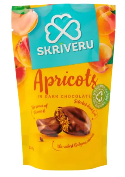 Aprikoosid SKRĪVERU, tumedas šokolaadis, 110 g