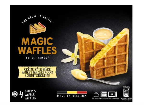 Belgia vahvlid MAGIC WAFFLES vanillikreemi täidisega, külmutatud, 4 x 80g