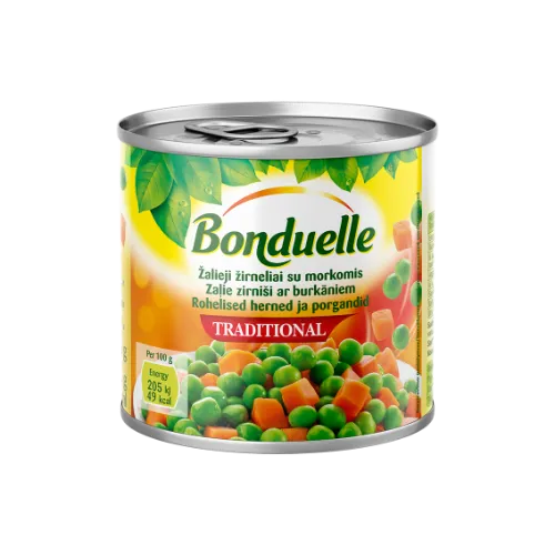 BONDUELLE Herned ja porgandikuubikud 425 ml / 400 g / 240 g