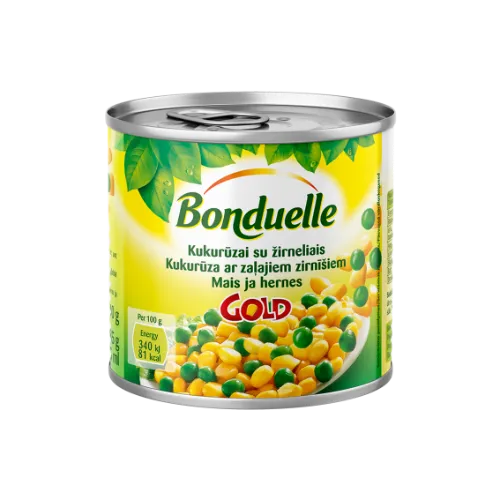 BONDUELLE Mais ja hernes 425 ml / 340 g / 285 g