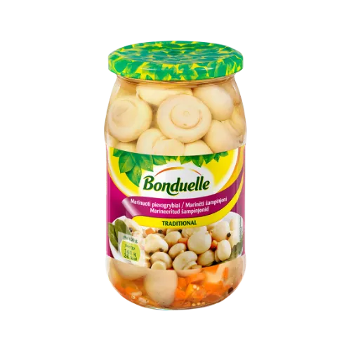 BONDUELLE Marineeritud šampinjonid traditsioonilised 314 ml / 280 g / 165 g