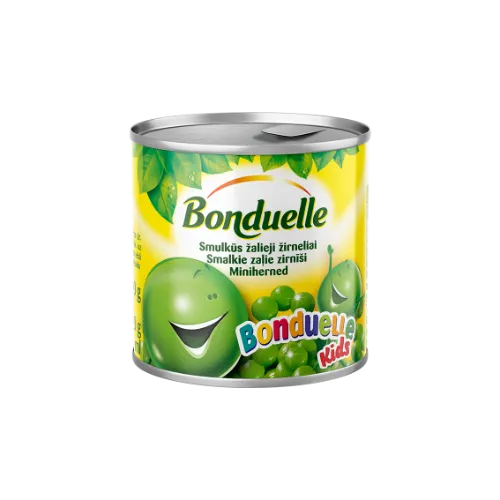 BONDUELLE Rohelised herned Kids, ekstra väikesed, 212 ml / 200 g / 140 g