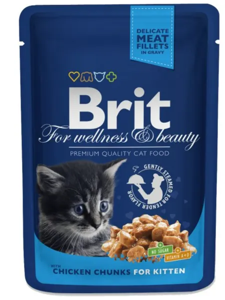 BRIT PREMIUM, Kiisueine kassipoegadele, kanaga, 100g