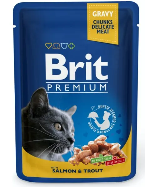 BRIT PREMIUM Kiisueine, lõhe ja forell, 100 g