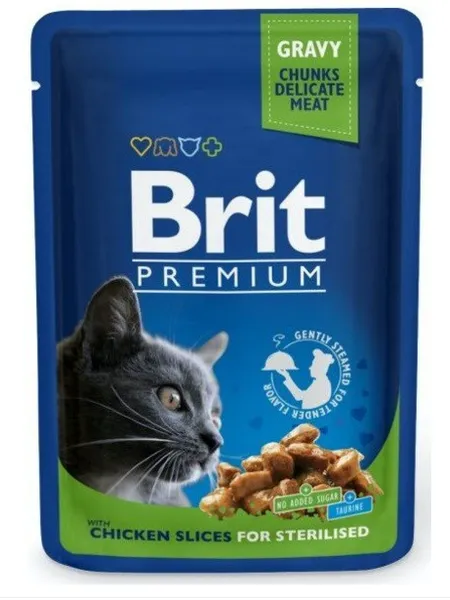 BRIT PREMIUM Kiisueine, steriliseeritud kassile,kanaga 100 g