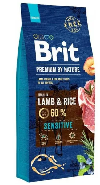 BRIT PREMIUM, Kuivtoit täiskasvanud koerale, Sensitive, lammas ja riis 15 kg