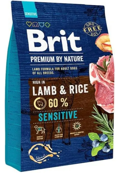 BRIT PREMIUM Kuivtoit täiskasvanud koerale, Sensitive, lammas ja riis3 kg