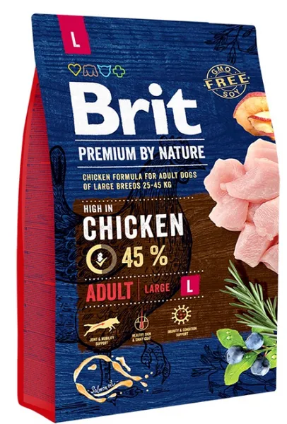 BRIT PREMIUM Kuivtoit täiskasvanud koerale, suurt kasvu, kanaga, 3 kg