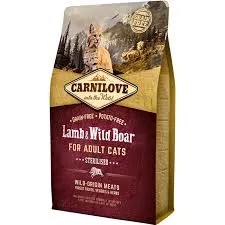 CARNILOVE Kassitoit steril.kassile, lamba&metssea, Lamb & Wild Boar Adult Cat Sterilized, 2kg