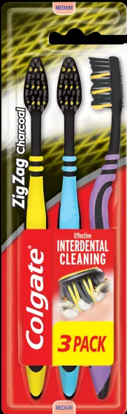 COLGATE Hambahari  ZIG-ZAG Charcoal 3-pakk