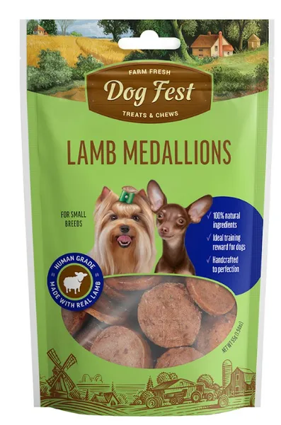 DOG FEST,LAMBALIHA-MEDALJONID, väikest tõugu koertele, 55g.