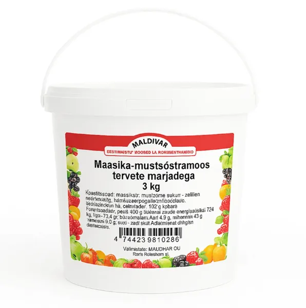 EESTIMOOS , Mustsõstra-vaarikamoos tervete marjadega, 3kg