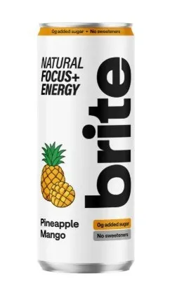 Energiajook BRITE, ananassi ja mango maitsega, gaseeritud, purk, 330ml