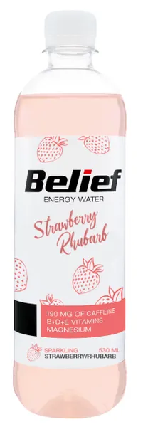 Energiavesi BELIEF, maasika-rabarberi maitseline, 530ml, PET