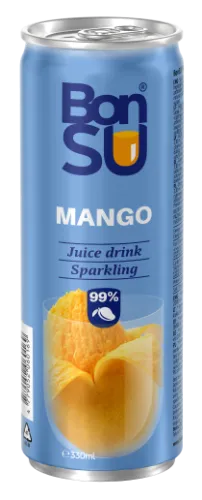 Gāzēts atspirdzinošs mango sulas dzēriens BONSU 330 ml (DEP)