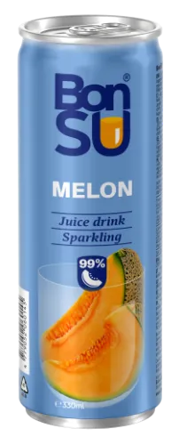Gāzēts atspirdzinošs meloņu sulas dzēriens BONSU 330 ml (DEP)