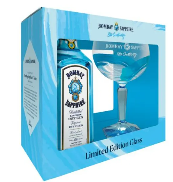 Gin BOMBAY Sapphire Dry Gin, karbis, klaasiga 40%vol,0,7L,R10/56113/15