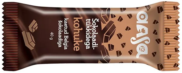 Glasuurkohuke AASA, belgia šokolaadiga kaetud, šokolaaditukkidega, 22%, 40g
