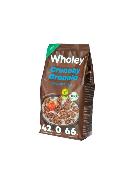Granola WHOLEY šokolaadi ja meresoolaga, 300g, ökoloogiline, DE-ÖKO-034