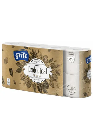 GRITE, tualettpaber, Ecological, 3-kihiline, 8 rulli, 14,85 m