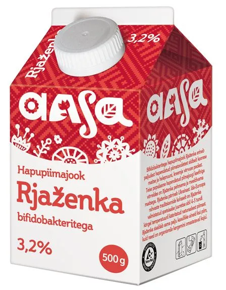 Hapupiimajook AASA, Rjaženka, bifidobakteritega, 3,2 %, 500g