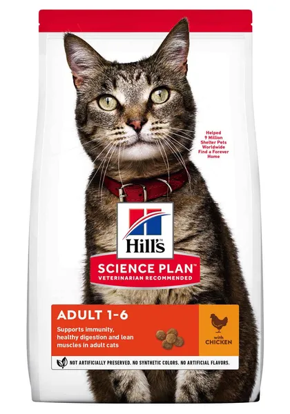 HILL'S SCIENCE PLAN ADULT Kuiv täissööt täiskasvanud kassile, kana, 1,5 kg