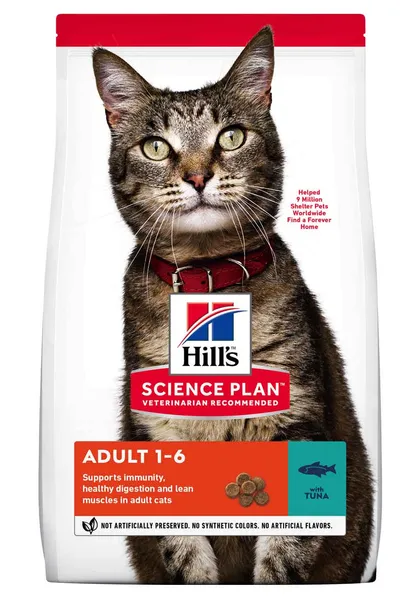 HILL'S SCIENCE PLAN ADULT Kuiv täissööt täiskasvanud kassile, tuunikala, 1,5 kg