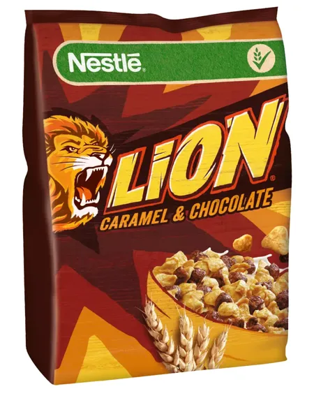 Hommikusöögihelbed „Lion“, NESTLE, šokolaadi ja karamelliga, rikastatud vitamiinidega, 450 g