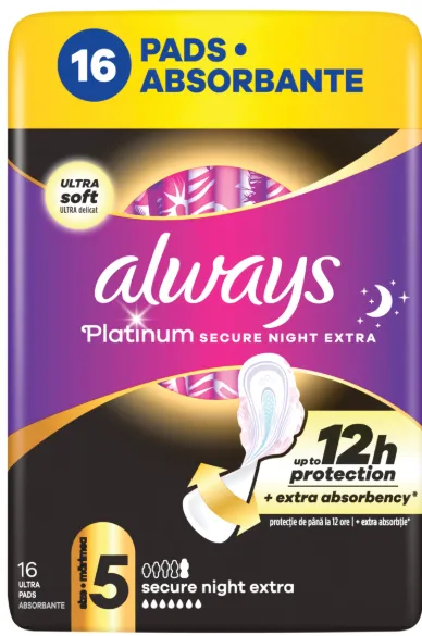 Hügieenisidemed ALWAYS Platinum Secure Night Extra, S5, 16tk