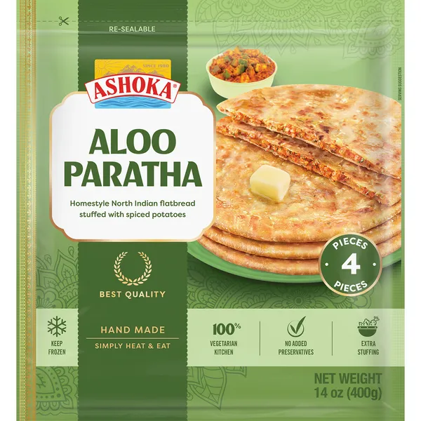 India paratha lameleib  ASHOKA, vürtsika kartulitäidisega, 4tk, halal, külmutatud, 400g