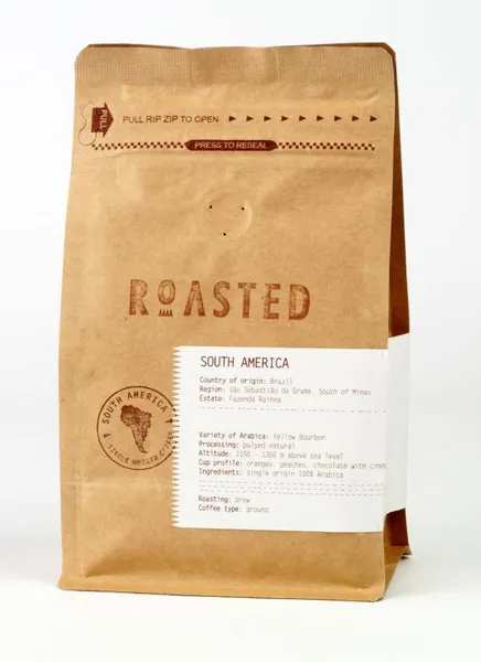 Jahvatatud kohv ROASTED Brazil Fazenda Raihna, 100% Arabica, 250 g