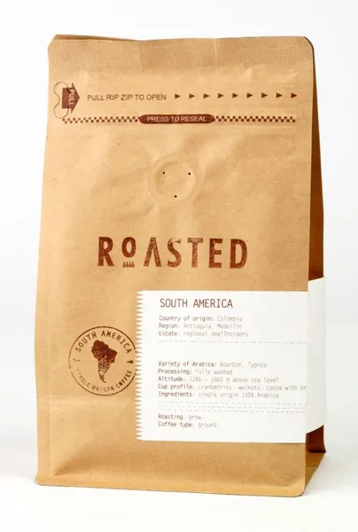 Jahvatatud kohv ROASTED Columbia Medellin Excelso, 100% Arabica, 250 g