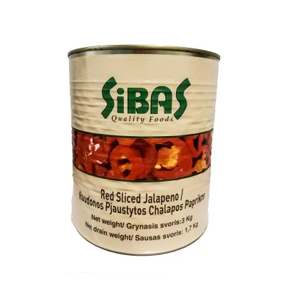 Jalapeno pipar SIBAS punane, viilutatud, 3kg/ 1,7kg
