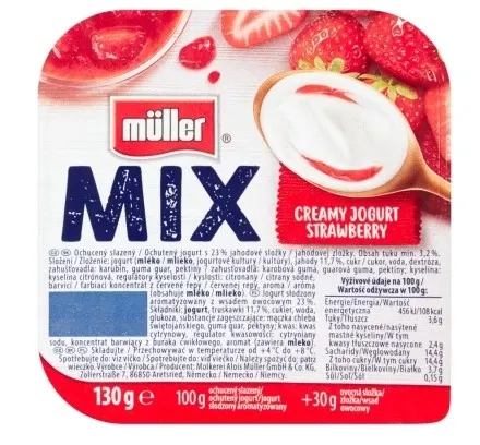Jogurt MÜLLER Mix maasikatega,130g