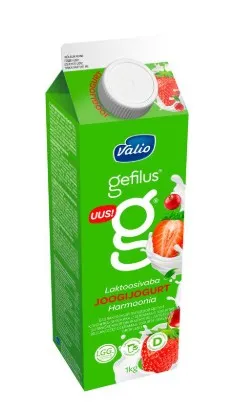 Joogijogurt VALIO GEFILUS, Harmoonia, maasika-pohla, laktoosivaba, D-vitamiiniga, 1kg